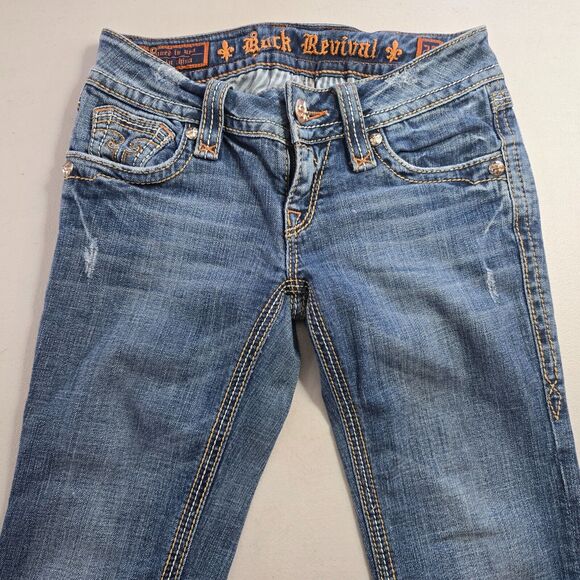 Rock Revival Jeans Women's 25 Blue Medium Wash Debbie Straight Leg - Picture 14 of 16